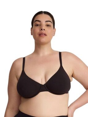 Organic Basics Core Unlined Underwire Demi Bra Women’s US Size 34A Black Cotton